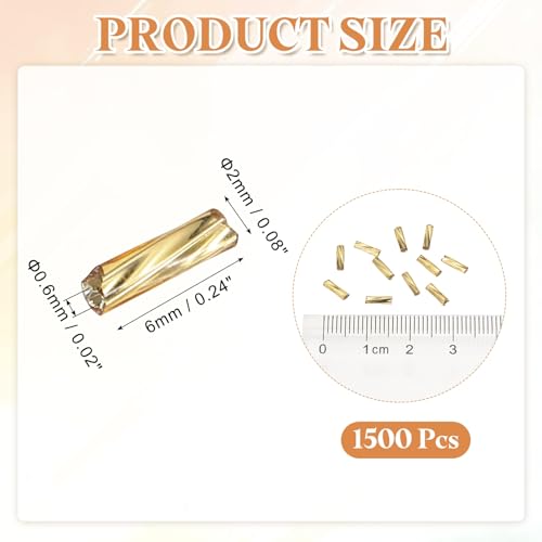 uxcell 1500Pcs Glass Bugle Seed Beads, 6x2mm Mini Long Tube Seed Beads Tube Loose Glass Seed Spacer Bead for DIY Earring Bracelets Necklace Jewelry Making Embroidery, Deep Gold - color: Deep Gold