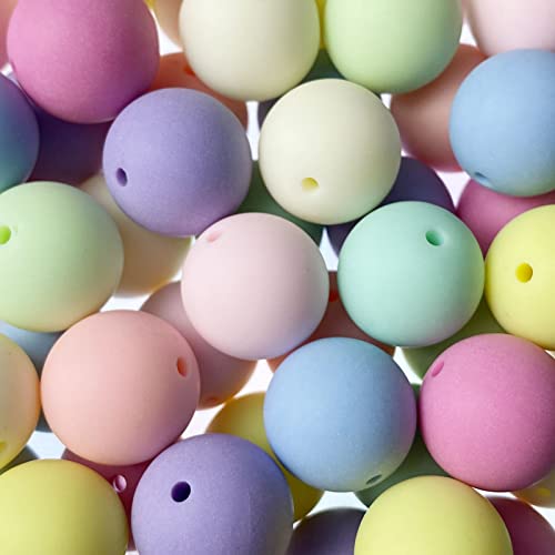 Jmassyang 100 Pieces 18mm Candy Color Acrylic Round Frosted Beads Assorted Candy Color Mix Plastic Pastel Matte Loose Spacer Mixed for Jewelry Making Bracelets Necklaces DIY Crafts - size: 18mm-100pcs