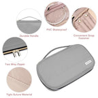 Jewelry Travel Case Organizer for Necklaces, Earrings, Rings, Bracelet, Watch, Soft Sided, Grey - color: Grey