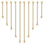 Necklace Extenders, 10Pcs Stainless Steel Gold Necklace Bracelet Anklet Extension Chains with Lobster Clasps and Closures for Jewelry Making - color: Gold