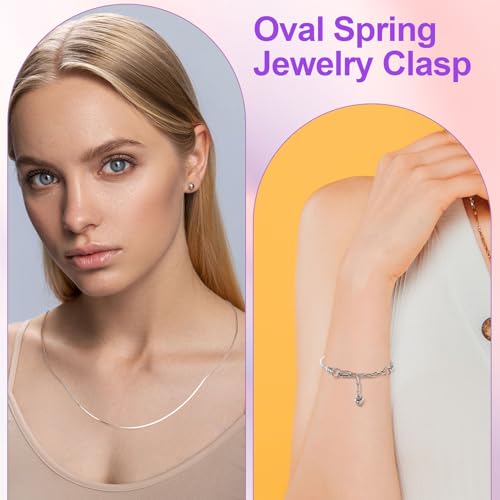 Pndeyo 925 Sterling Silver Oval Jewelry Clasps, Hypoallergenic Necklace Enhancer Shortener, Spring Bail Clasp Rings Connector for Bracelet Anklet Jewelry Making- Black - color: Black-1pc-0.46"×0.26"
