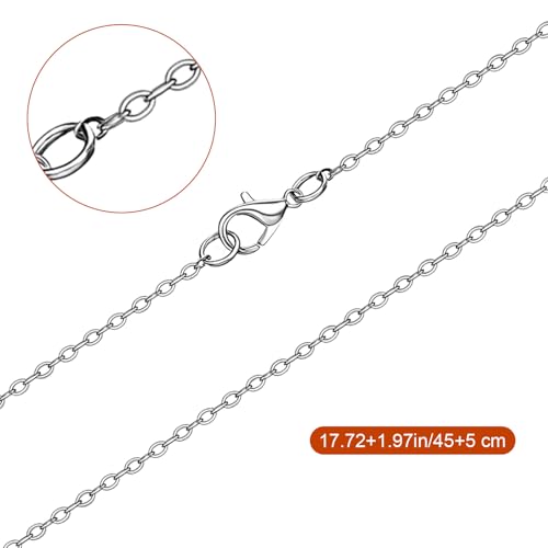 Hecila 20 Pack Necklace Chains Bulks Stainless Steel Necklace Chain with Lobster Clasps for Jewelry Making Silver Chain Necklaces 1.5mm Thin Cable Chains for Necklaces Pendants Making Supplies