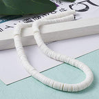 10 Strands 4mm Flat Round Polymer Clay Beads Strands Flat Disc Clay Beads Clay Spacer Bead for DIY Boho Bracelet Necklace Earring Jewelry Making (White) - color: White, 4x1mm