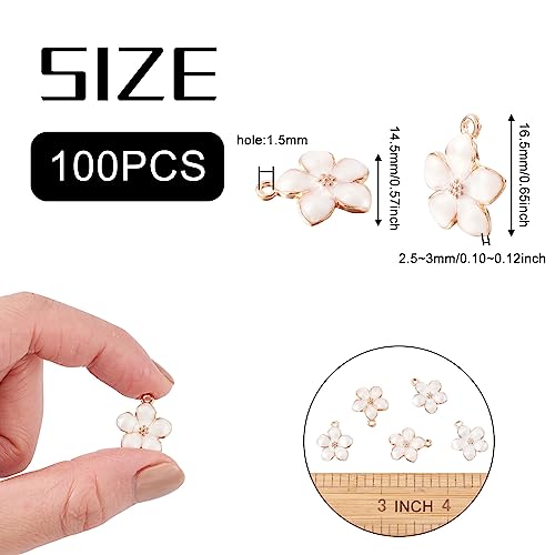 Beadthoven 100pcs Enamel Charms Cherry Blossom Daisy Flower Pendants Gold Plated Small Cute Bulk for Jewelry Making Bracelet Necklace Earrings Keychain DIY Accessories - color: 0Lavender Blush