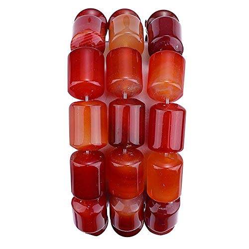 BEADIA Natural Red Agate Cylinder Stone Loose Semi Gemstone Beads for Jewelry Making 10mmx14mm 38cm - color: Red Agate, size: 10mm x 14mm