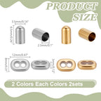 arricraft 4 Sets 2 Colors Stainless Steel Stopper Beads, Insert 2-hole Metal Adjustable Slide Clasp Beads with Column End Caps for DIY Bracelet Necklace Jewellery Making Accessories