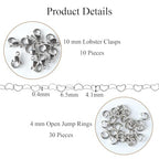 Jabogrii 5 Meters Stainless Steel Heart Chain for Jewelry Making Silver DIY Craft Jewelry Making Chain with Lobster Clasps and Jump Rings - color: Hollow Heart Silver