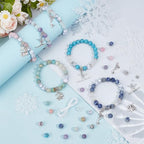 SUNNYCLUE 1 Box About 183Pcs 6 Sets Cheer Bracelet Making Kit Stone Bead Bracelet Kits 8mm Gemstone Crystal Silver Sports Cheerleading Charms Beads for Jewelry Making Set Women Starter Beginners