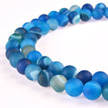 Natural Gemstone Loose Beads Matte Approxi 15.5 inch DIY Bracelet Necklace for Jewelry Making (6mm, Matte Blue Stripe Agate) - color: Matte Blue Stripe Agate, size: 6mm