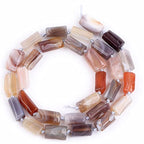 GEM-Inside 28Pcs 8x12mm Natural Gray Onyx Botswana Agate Stone Gemstone Faceted Freeform Tube Column Chakra Beads for Jewelry Making Full 15" Strand Power Energy - color: Gray Onyx Botswana