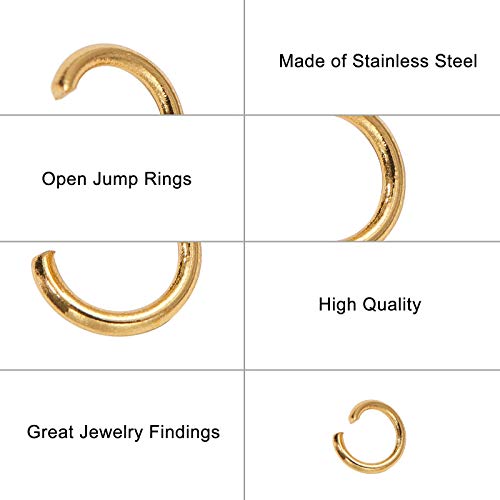 DanLingJewelry 500 pcs 304 Stainless Steel 24 Gauge Open Jump Rings 4mm for Jewelry Making Connectors Jewelry Finding Golden Color - color: 500 pcs - ф4mm δ 0.6mm - Golden