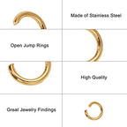 DanLingJewelry 500 pcs 304 Stainless Steel 24 Gauge Open Jump Rings 4mm for Jewelry Making Connectors Jewelry Finding Golden Color - color: 500 pcs - ф4mm δ 0.6mm - Golden