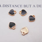 200 pcs Tiny Heart Enamel Charm Gold Plated Alloy Love Pendant Bracelet Earring Keychain Jewelry Crafts 6x8mm - color: Black