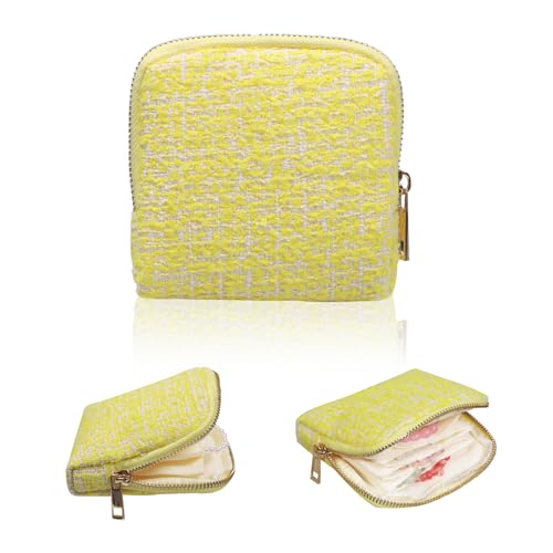 Stratalife Travel Jewelry Case - Portable Jewelry Organizer for Traveling Small Pouches for Bracelets Necklace Bangles Healing Crystal, Ring Storage with Zipper Gift for Women, Yellow - color: Quilted Yellow