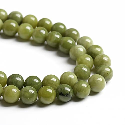 8MM 45PCS Natural Stone Chinese Green Jade Loose Beads for Jewelry Making DIY Bracelet Necklace 1 Strand - color: Chinese Green Jade, size: 8mm