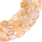 HAAMIIQII Natural Gold Rutilated Quartz Pebble Stone 5-8mm Small Irregular Freeform Tumbled Loose Gemstone Beads for Jewelry Making Strand 15 Inch (45-50pcs) - color: Gold Rutilated Quartz