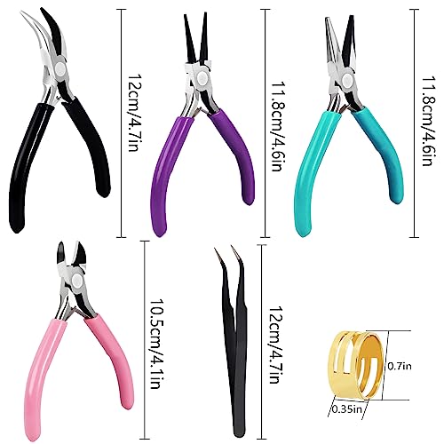 URSKYTOUS 4Pcs Jewelry Pliers Set Jewelry Making Pliers Tools Kit Include Jewelry Making Needle Nose Chain Nose Round Bent Pliers Wire Cutter for Bracelet Beading DIY Craft Jewelry Making Supplies - color: Ch Mix Color