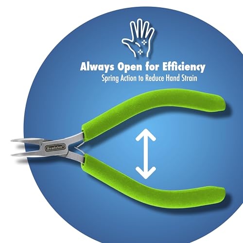 Beadalon Designer Series Slim Round Nose Pliers, Black Vinyl-Free Grips, Stainless Steel, Box Joint, Double Leaf Springs, 5.75 in - color: Lime Green, style: Round Nose, Black