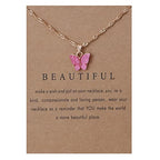 Rrdaily 9 Pcs Dainty Colorful Butterfly Pendant Necklace Set for Women,Bohemian Acrylic Butterfly Chain Necklace Cute Jewelry Gift - style: Style#B-gold card