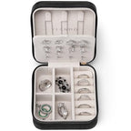 VLANDO Travel Jewelry Case, Small Travel Jewelry Organizer Box for Girls Women - Black - color: Black