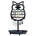 NIKKY HOME Earring Holder Hanging Organizer Stand Metal Jewelry Tree Table Top Owl Ear Stud Holder Tower Rack with Ring Tray for Girls (134 Holes), Black - color: Black