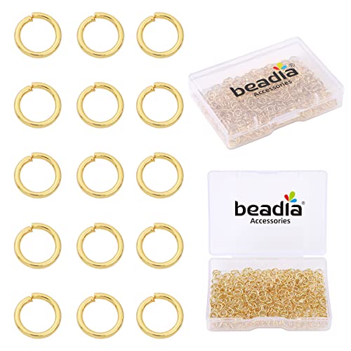 BEADIA 14K Gold Plated Jump Rings Non Tarnish 5mm 400pcs for Jewelry Making Findings - color: 14K Gold, size: 0.7x5mm