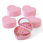 Cabilock 5 Pcs Heart Shaped Jewelry Box for Girls Women, Double Layer Small Jewelry Organizer with Mirror, Portable Travel Case for Earrings Necklaces