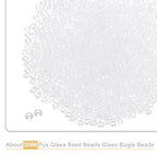uxcell 2000 Pcs Glass Seed Beads Bulk, 1.5mm Mini Glass Bugle Beads for DIY Earrings, Necklaces, Bracelets, Jewelry Making, Clear White - color: Clear White, size: 1.5mm