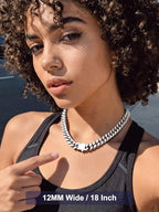 Bandmax Mens Stainless Steel Chain Necklaces 5MM/7MM/9MM/12MM Chunky Miami Cuban Link Chain Necklace Silver/Gold Plated/Black Chains for Men 18"-30" - color: 10 12MM-Silver Tone, size: 24 Inch (61cm, Pop Choice)