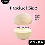 ANZKA 400pcs Mini Half Wood Beads, 12mm Unfinished Round Split Wooden Balls for Craft Paint, 1/2 inch Wooden Hemisphere Bulk - size: 400x12mm