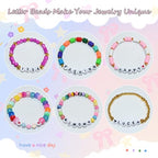 Amaney 1600pcs Acrylic Letter Beads - 4x7mm White, A-Z 31 Styles for Jewelry Making Bracelets, Necklaces, Key Chains - color: White&hearts, size: 7x4mm