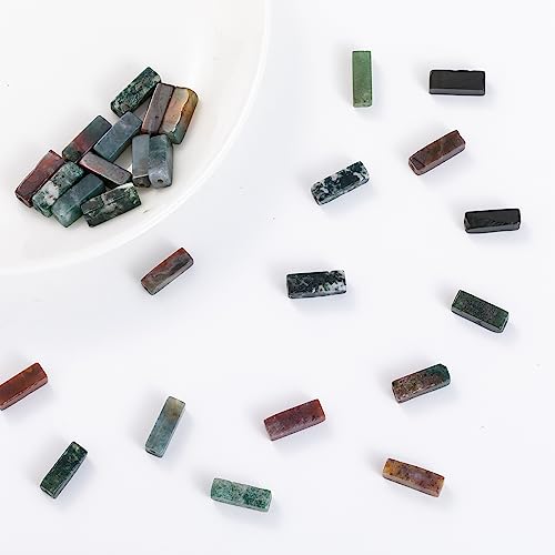 Natural Indian Agate Rectangle Tube Beads 4x13mm 38cm/str Loose Semi Gemstone Stone Beads for Making Bracelets Necklace Earrings - color: Indian Agate, size: 4x13mm Rectangle