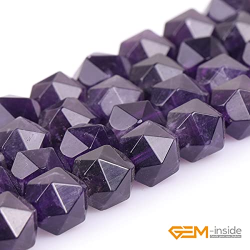GEM-Inside Natural 10mm Amethyst Gemstone Loose Beads Faceted Purple Square Cambay Crystal Energy Stone Power for Jewelry Making 15" - color: Amethyst, size: 10mm