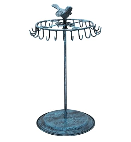 Bird Rotating Necklace Holder Bracelet Stand/Jewelry Organizer/Jewelry Tree, Turquoise - color: Turquoise