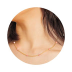 Dainty Gold Necklace for Women,Trendy 18k Gold Vermeil Sterling Silver Choker Necklace Thin Beaded Choker Necklaces Womens Simple Jewelry Gift for Valentines Day - color: October - Pink Opal