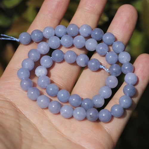 Natural Stone Beads 8mm Polished Round Smooth Gemstone Beads for Jewelry Making Supplies 15 Inch(45 Beads) (Blue Angel) - color: Blue Angel-45pcs