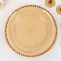 13" Charger Plates - Set of 24 - Amber Round Acrylic Disposable Chargers with Beaded Rim, Ideal for Dinner Party Wedding Bulk Events - color: Amber, size: 13" Charger Plate, 24 Pack