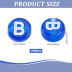 1000Pcs Letter Beads Transparent Acrylic Alphabet Beads Blue Flat Round Disc Letters Spacers White Alphabet Pattern Loose Spacer Charms for DIY Bracelet Jewelry Making 7x4mm - color: Blue