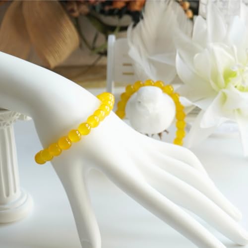 Jabrand 145pcs Glass Beads, 8mm Glass Beads for Barcelet and Jewelry Making DIY Crafts (Yellow) - color: Yellow