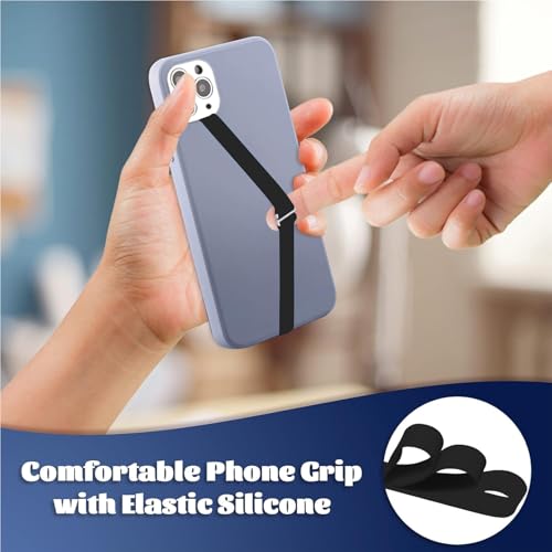 TEAMOLA Silicone Phone Grip Strap - Black 210 Phone Hand Strap Holder with Loop for Cell Phones, iPhone Grip, Finger Holder & Back of Phone Grips, Secure Anti-Slip Grip(3 Packs) - color: 210, 3 Black