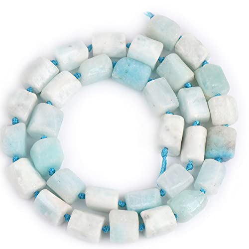 GEM-Inside 30Pcs 8x12mm Natural Blue Larmiar Quartz Gemstone Faceted Freeform Tube Column Chakra Beads for Jewelry Making Full 15" Strand Power Energy Healing Stone - color: Blue Larmiar
