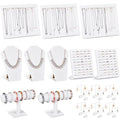 Henoyso 22 Pcs Velvet Jewelry Display Set Jewelry Display for Selling Necklace Stand Bracelet Holder T Shape Earring Stand - color: White