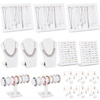 Henoyso 22 Pcs Velvet Jewelry Display Set Jewelry Display for Selling Necklace Stand Bracelet Holder T Shape Earring Stand - color: White