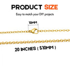 20 Pack Necklace Chains Gold Plated Stainless Steel Cable Chain Necklace Bulk for Jewelry Making, 20 Inches - size: 20 Inches