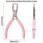 SUNNYCLUE 4.5 Inch Round Nose Pliers Wire Cutter 4-in-1 Mini Precision Pliers Wire Bending Side Cutter Tools for DIY Jewelry Making Pink - color: Pink 4.5 Inch With Cutter