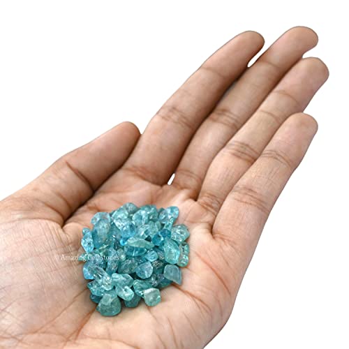 Apatite Pre Drilled Crystal Crushed Chips Beads for Bracelets Making, DIY Handmade Natural Healing Crystals (25 Inch Strand) - color: Apatite