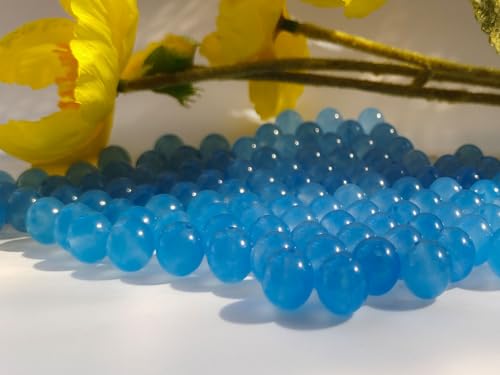 Stone Beads 6mm 140pcs Light Blue Chalcedony Beads Round Loose Gemstones Beads for Bracelet Necklace Jewelry Making (6mm, 60628 Light Blue Chalcedony) - color: Light Blue Chalcedony Beads, size: 6mm