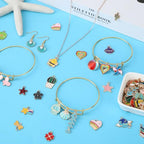 SANNIX 110Pcs 55 Pairs Spring Summer Charms for Jewelry Making, Assorted Gold Enamel Charms for Bracelet Necklace Earrings Jewelry Making and Crafting - style: Spring Summer Style