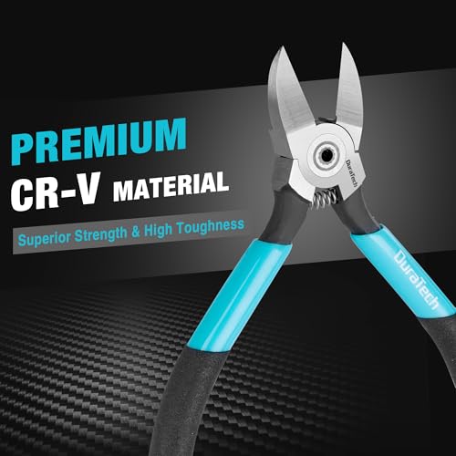 DURATECH 5-Inch Professional Wire Cutter, Wire Snips with CNC Machined Edges, CR-V Thickened Flush Cutter, Ultra-Sharp Small Wire Cutters for Crafting, Electronics, Zip Ties, and Jewelry Making