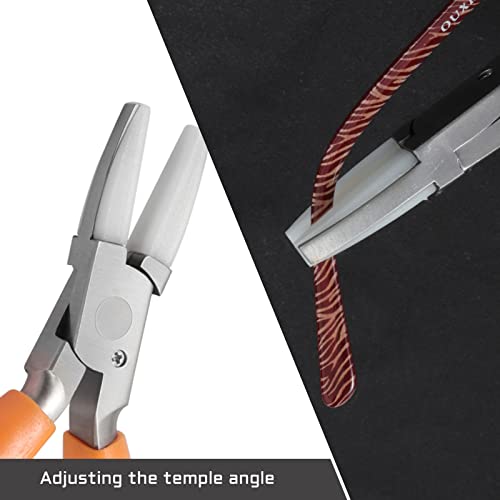 6 Inch Stainless Steel Flat Pliers - Eyeglasses Repair & Adjustment Tool with Nylon Jaw - style: Tilt Angle Plier